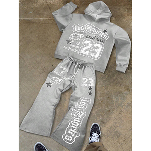 Conjunto Deportivo Personalizado para Hombre, Sudadera con Capucha Gris de Manga Larga y Pantalones Casuales para Adultos, Unisex, Ropa de Otoño - Product Image 2
