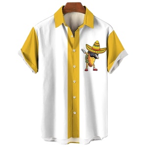 เสื้อผู้ชายแขนครึ่งคอตตอน, เสื้อคอ100% เปิดลงพิมพ์ซับลิเมชันทันสมัย - Product Image 4