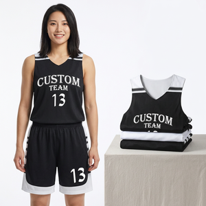 Conjunto de camiseta de baloncesto personalizada para equipo, cuello en V, sin mangas, malla, unisex, para adultos, con estampado sublimado 13 - Product Image 4