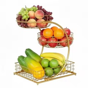 Corbeille à fruits en métal, design ouvert, organiseur pour fruits frais, arrangement de comptoir de cuisine et décoration de table - Product Image 6