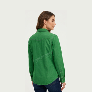Chemise en jean professionnelle délavée pour un style quotidien facile, haut en denim moderne pour des looks décontractés et frais, design personnalisé - Product Image 2
