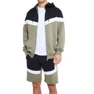 <b>Sports</b> Casual Hoodie <b>Shorts</b> Set Solid Color 100% Cotton Breathable Fleece Tracksuit High Quality Autumn Wholesale Stylish <b>Short</b> - Product Image 1