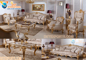 Meubles de salon européens sculptés à la main, luxueux, style victorien, ensemble de canapés de salon sculptés, canapé 6 places sculpté par des designers, États-Unis - Product Image 4