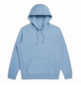เสื้อฮู้ดสีฟ้าอ่อนสำหรับผู้ชาย ผ้าฝ้าย 100% เฟรนช์เทอร์รี่ ทรงลำลอง สีพื้น ใส่สบาย มีกระเป๋าหน้า - Product Image 1