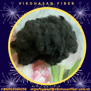 เส้นใยโพลีเอสเตอร์บริสุทธิ์ 100% ชนิดเส้นใยสั้น สีดำ แห้ง ยี่ห้อ Vikohasan-7D เส้นใยรีไซเคิล สำหรับใช้ผลิตวัสดุยัดไส้พรม - Product Image 4