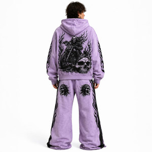 Conjunto de chándal amarillo con capucha unisex, estilo urbano, sudadera con cremallera completa y pantalones con estampado de alas de diamantes de imitación, ajuste holgado - Product Image 6