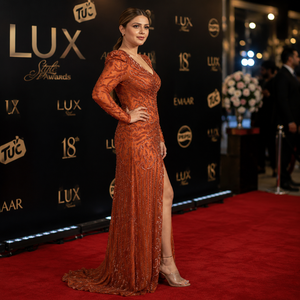 Luxury Modern for <b>Sequin</b> Natural Waistline Evening Gown Women Long Sleeve V Neck Formal Party Beaded Maxi Wedding Prom Dress - Product Image 2