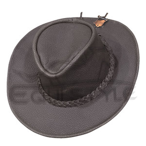 Sombreros Vaqueros Occidentales Marrones con Banda Trenzada, Sombreros de Cuero de Grano de Vaca de Alta Calidad, Fabricante de Sombreros Estilo Australiano para Viajes al Aire Libre - Product Image 5