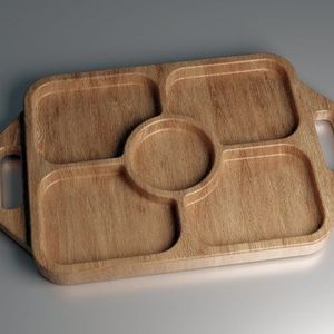 Plateau de service en bois avec 3 porte-gobelets ronds, présentoir à boissons rectangulaire minimaliste pour les fêtes - Product Image 2