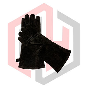 Guantes Resistentes al Calor de Cuero Negro, Guantes de Cuero Resistentes al Fuego para Soldadores, Sin Silicona, Sin Polvo, 14 Pulgadas - Product Image 1