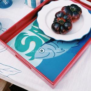 Plateau décoratif en laque motif mer le plus vendu, plateaux de service de Viettimecraft vente en gros - Product Image 2