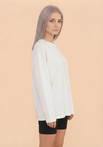 T-shirts à manches longues pour femmes, coupe ample, 100% coton, vêtements décontractés, t-shirt à col rond pour femmes, taille plus, manches longues - Product Image 4