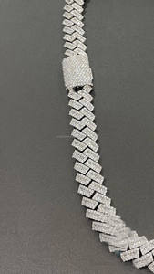 Collar de eslabones cubanos Miami con moissanita baguette helada, chapado en plata, estilo HipHop, para compromiso, boda, ocasiones especiales o regalo de aniversario - Product Image 2