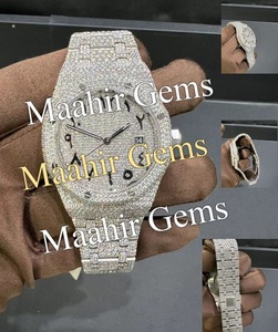 Montre mécanique automatique de luxe pour homme, entièrement sertie de moissanite, avec bracelet en acier inoxydable, résistance à l'eau 10 bars, fermoir de bracelet - Product Image 4