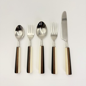 Juego de Cubiertos de Acero Inoxidable Ecológico, Moderno y Elegante, con Mango de Resina y Madera, para Restaurantes - Product Image 3