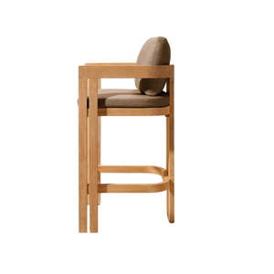 Contemporary Outdoor Bar Chair Solid Teak Premium Plush Cushioned Durable Commercial Bar <b>Stool</b> Luxury Hotel Outdoor <b>Dining</b> - Product Image 3