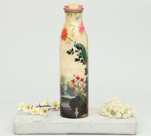 Bouteille d'eau classique en cuivre de conception orientale, écologique, 1000 ml, imprimée en 3D, portable, avec couvercle, pour le bureau et la maison - Product Image 5
