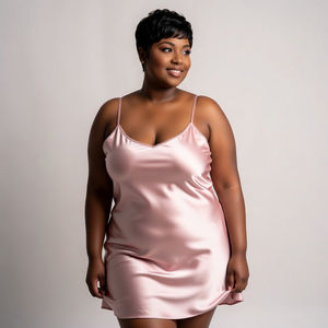 ชุดเดรสผ้าซาตินสำหรับผู้หญิง สายเดี่ยว ชุดนอนมินิเดรสผ้าซาติน - Product Image 1