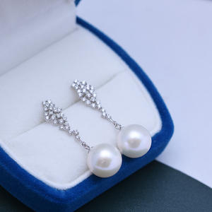 Freshwater 11-12mm S925 <b>Silver</b> Lotus Leaf <b>Earrings</b> for Women Strong Light Fine Flaws Minimally Designed Elegant Freshwater <b>Pearl</b> - Product Image 3