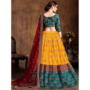 Plus Size Ball Gown <b>Wedding</b> Lehenga Choli with Embroidered Silk Ruffles Pearls and Lace - Product Image 5