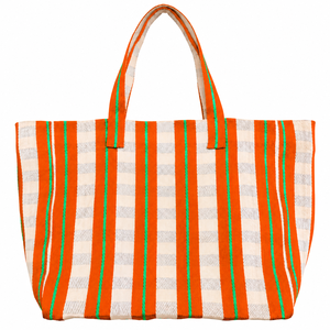 Sac fourre-tout en nylon rayé Ellora avec poche avant, sac de shopping réutilisable à bandoulière - Product Image 3