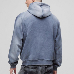 Sweat à capuche épais délavé style vintage, personnalisable avec logo imprimé, coupe oversize en molleton de coton, streetwear F - Product Image 2