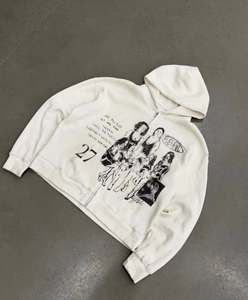 Custom Men Cropped Full Zip Hoodie Artistic Sketch Graphic Print Minimal Line Artwork Premium Streetwear Oversized Hoodies - Product Image 2