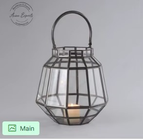 Vintage White Metal <b>Lantern</b> Glass Panels Durable Build Hanging Handle Warm Ambient Lighting Stylish Home Decor Accent - Product Image 5