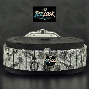 ICELOOK JEWELRY ผู้ชายหรูหราสแตนเลสสตีลนาฬิกาสแควร์ 40 มม. อะนาล็อก แซฟไฟร์คริสตัลกรอบหน้าปัดตัวเลขโรมัน 20 มม. - Product Image 4