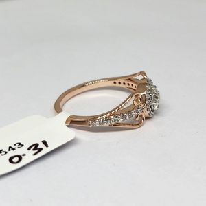 Bague de fiançailles et de mariage de luxe pour femme en or rose 14 carats avec diamant naturel de 0,31 carat et diamants latéraux de 0,17 carat, taille brillant, certifiée IGI - Product Image 3