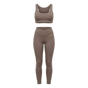 Women's pickleball <b>dress</b> Sports Bra and Leggings Set v-cross Waist and script details compression fit light weight summer wear - Product Image 1