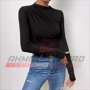 Cute <b>Wool</b> O-Neck Spring Summer 2024 Solid Color Slim Fit Shirt <b>Dress</b> Versatile Front Logo <b>Long</b> <b>Sleeve</b> Women's - Product Image 1