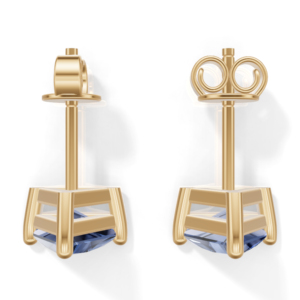 Yellow Plated Sterling Silver Trillion Cut Prong <b>Blue</b> <b>Sapphire</b> Stud <b>Earrings</b> Classic Women's Jewelry 1.5g Heerani Jewels - Product Image 4