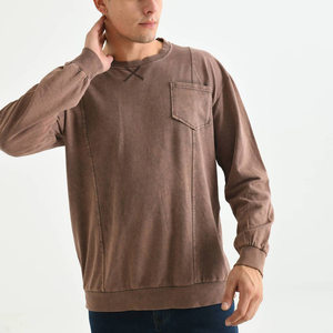 เสื้อสเวตเชิ้ตผู้ชายคอลเลคชั่นใหม่ปี 2026 แบบสั่งทำพิเศษ ล้างสีแบบแอซิดวอช ผ้าฝ้าย 100% สไตล์ลำลองสำหรับฤดูหนาว ทรงโอเวอร์ไซส์ วินเทจ ล้างสีแบบวินเทจ คอกลม - Product Image 4