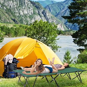 2-Person Portable Folding Camp Cot for Adults 50-Inch Green Elevated Camping <b>Bed</b> with Carry <b>Bag</b> for Outdoor Use - Product Image 6