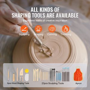 Torno de Alfarería de 450W para Adultos Principiantes, 11 Pulgadas, ABS, Desmontable, Velocidad Ajustable de 60-300 RPM, Pedal, Suministros para Manualidades - Product Image 5