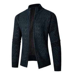 Mens Knitted <b>Cardigan</b> Thick Sweater Full Zip O-Neck Warm Jumper Fleece Lined Winter <b>Coat</b> Cotton/Bamboo Fiber Raised Rubber Print - Product Image 6