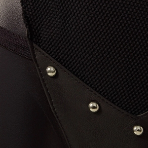 Women's Black PU Leather Bodysuit With Rivets See Through Mesh Sexy Lingerie One Piece - Product Image 6