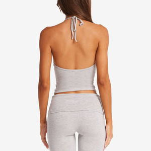 Camiseta sin mangas acanalada para mujer, elástica, informal, de verano, para fitness, descanso, de algodón suave, transpirable, ajustada, para uso diario - Product Image 4