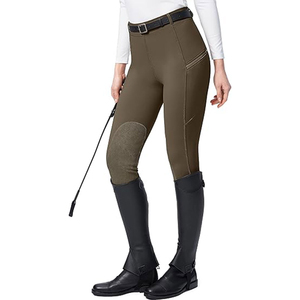 Women's High Rise <b>Equestrian</b> Jodhpurs Solid Color Slim Fit With Buckle Closure For Riding - Product Image 5