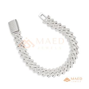 Silver Moissanite Chain Link <b>Bracelet</b> New York Fashion Jewelry Gift Trendy Elegant <b>Bracelet</b> - Product Image 6