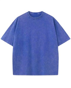เสื้อยืดพิมพ์ลายโลโก้สไตล์วินเทจ 250 GSM ผ้าฝ้ายหนา 100% สีซีดแบบซันเฟด สตรีทแวร์ ล้างสีแบบแอซิดวอช ทรงโอเวอร์ไซส์ สวมใส่สบาย - Product Image 1