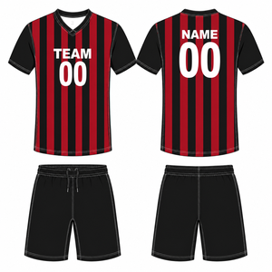 Uniforme de Fútbol Personalizado, Camiseta de Fútbol a Rayas con Cuello en V, Uniforme de Equipo para Hombre Adulto, OEM ODM - Product Image 2