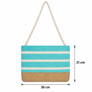 Bolsa de Mano Laminada de Lona de 220 GSM, Diseño Aqua Coast, con Asa de Cuerda, 30x21 cm, Logotipo Personalizado, Venta al por Mayor, Bolsa de Compras para Playa, OEM SNC138B - Product Image 5