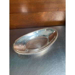 Oval Shape <b>Metal</b> Silver Dish Food Display Plate Beaded <b>Border</b> Design Tableware Use Brass Food Serving Oval Deep Bowl Handmade - Product Image 1