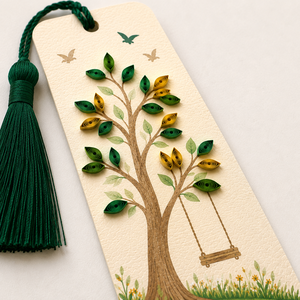 Marcapáginas de quilling hecho a mano con diseño de Árbol de la Vida al por mayor, tarjeta de quilling personalizada con borla, papelería con temática de naturaleza, fabricante ODM/OEM - Product Image 3
