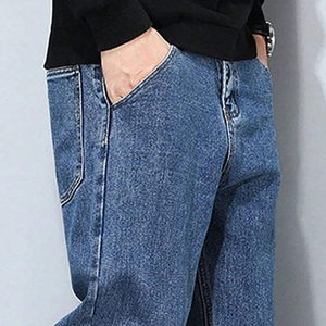 Jeans de Mezclilla Verde Estilo Personalizado para Hombre, Corte Regular, Pantalones Cargo, Cintura Media, Algodón Transpirable, Diseño Apilado, Lavado Desgastado - Product Image 3