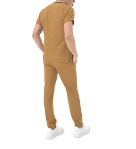 Uniformes Médicos Unisex de Alta Calidad Personalizados al por Mayor, Conjuntos de Pantalones Deportivos de Talla Grande, Uniformes de Enfermería Marrones Elásticos para Hombre - Product Image 5