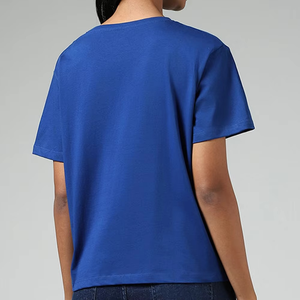 เสื้อยืดผู้หญิงทรงปกติ สีพื้น ผ้าฝ้ายใยไผ่ แขนสั้น คอกลม สไตล์ลำลอง เนื้อผ้าเจอร์ซีย์ ระบายอากาศได้ดี - Product Image 4