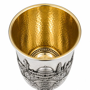 Collection de coupes Kiddush de luxe en acier inoxydable finition argent sterling, design traditionnel, durables, légères, faites à la main, OEM juif - Product Image 3